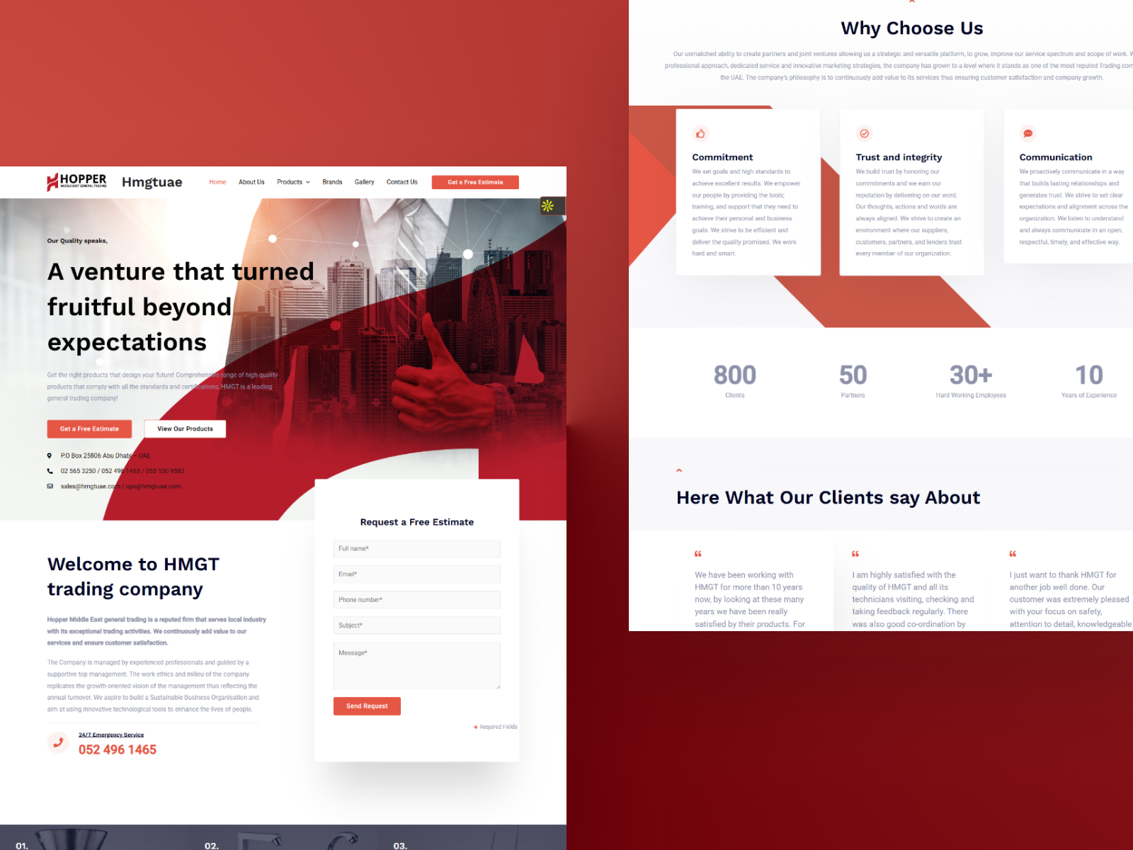 HMGT Trading Company Corporate Website UI project preview